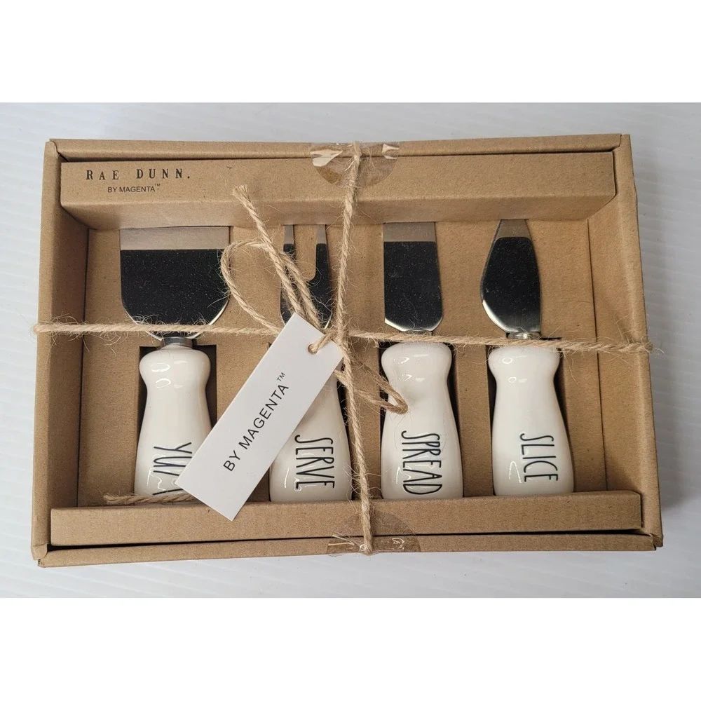 Rae Dunn‎ 4 PC Serving Set Cheese Spreaders Kitchen Hostess Gift NEW Old Stock